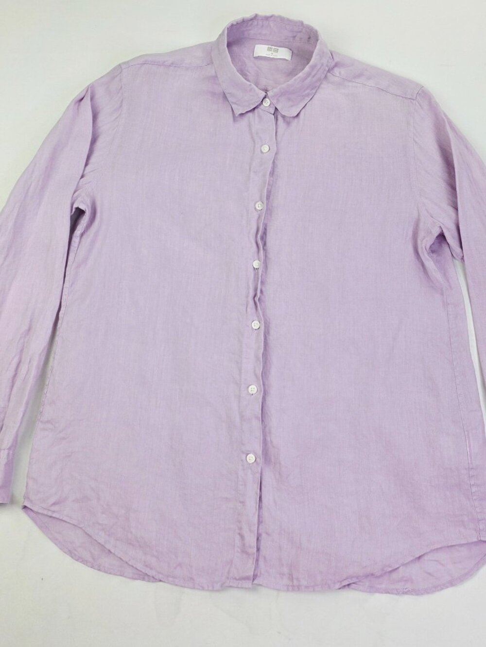 Uniqlo Linen Lavender Long Sleeve Womens Size Medium Button Up Shirt